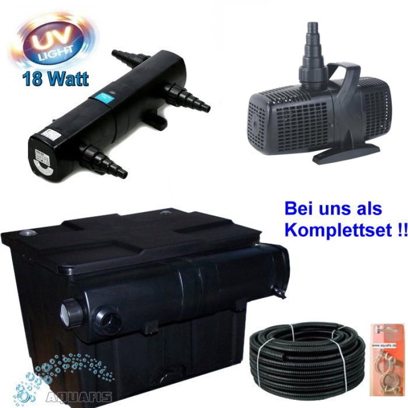 BioTeichfilter Set 20.000L mit UVC 18w und Teich MSerie Pumpe 8000L