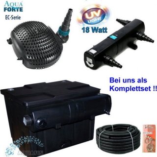 Teichfilter Komplett-Set mit UV-C 18w und Aquaforte EC-Serie Pumpe 3500 - 10.000l/h