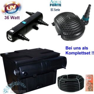 Teichfilter Komplett-Set mit UV-C 36w und Aquaforte EC-Serie Pumpe 3500 - 10.000l/h